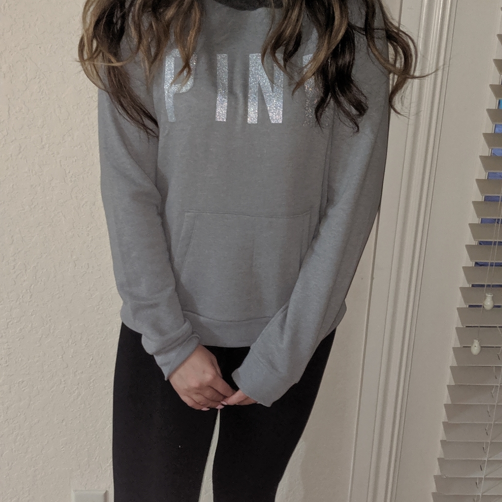 PINK (by victoria secret) grey hoodie